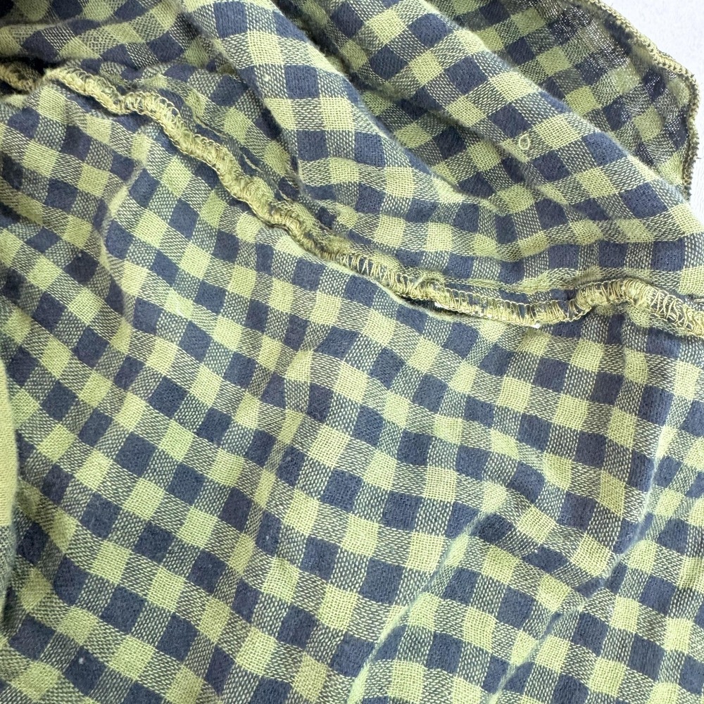Fenini Blouse Womens Large Green Plaid Henley Tunic Long Sleeve Boho Top - Picture 5 of 7